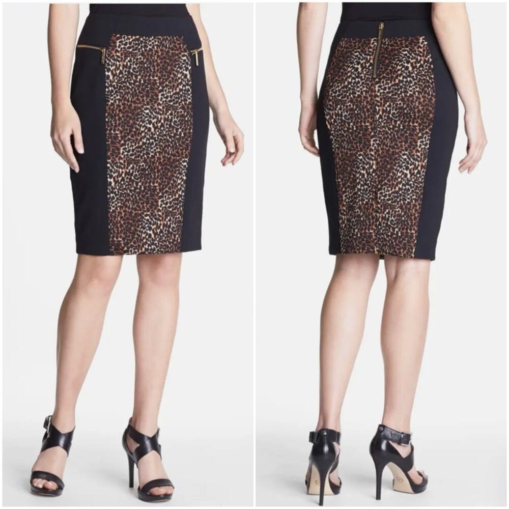 MICHAEL Michael Kors Animal Print Colorblock Ponte Pencil Skirt Women’s Size 8